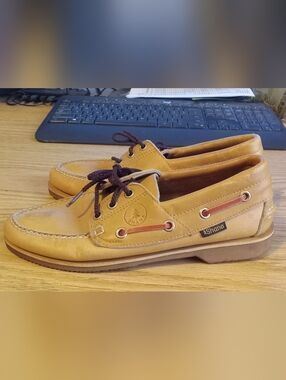 Italian Made SHAN Tan Leather Boat/loafer Shoes Size 6.5